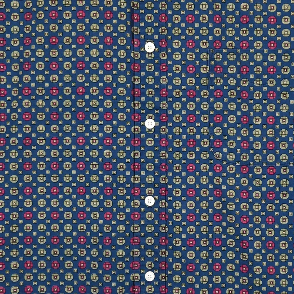 Vintage 90s Dockers Mens XL Button Down Shirt Long Sleeve Geometric Blue Red XL